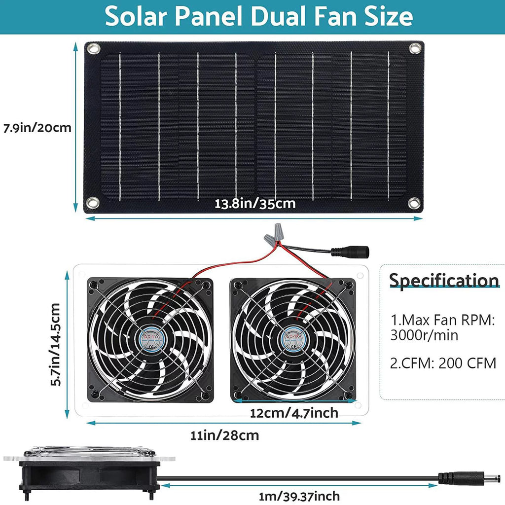 Waterproof Solar Exhaust Fan Extractor Ventilation Portable P8159