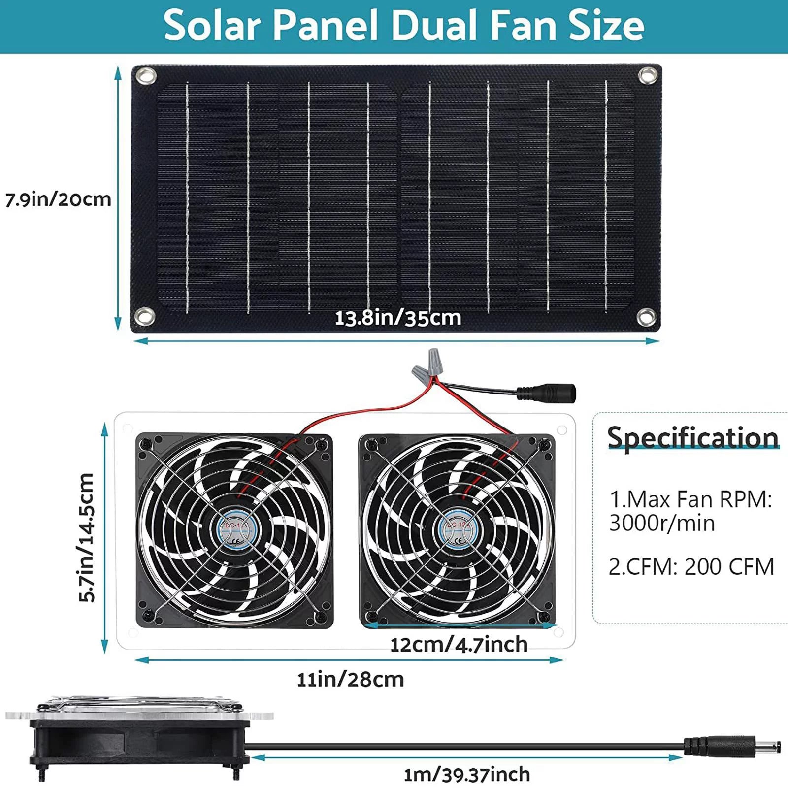 Waterproof Solar Exhaust Fan Extractor Ventilation Portable P8159