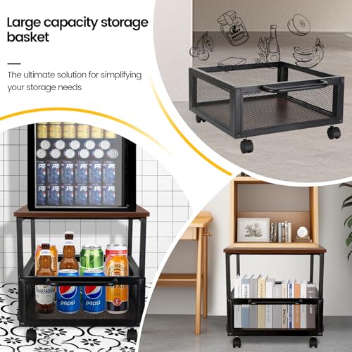 Retro Mini Fridge Stand with Wheels J885995