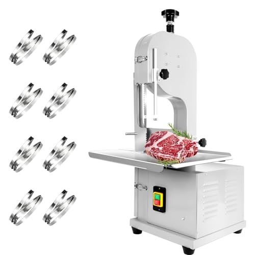 2000W Commercial Bandsaw Machine, 20x16" Stainless Table, 0.04-8" Cutting Thickness, Electric Bone Saw Machine with 8 Blades R49067