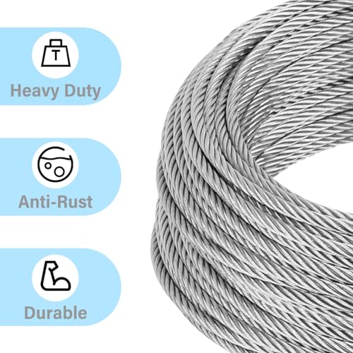 1/4 30ft 304 Stainless Steel Aircraft Cable with Clamps C49468