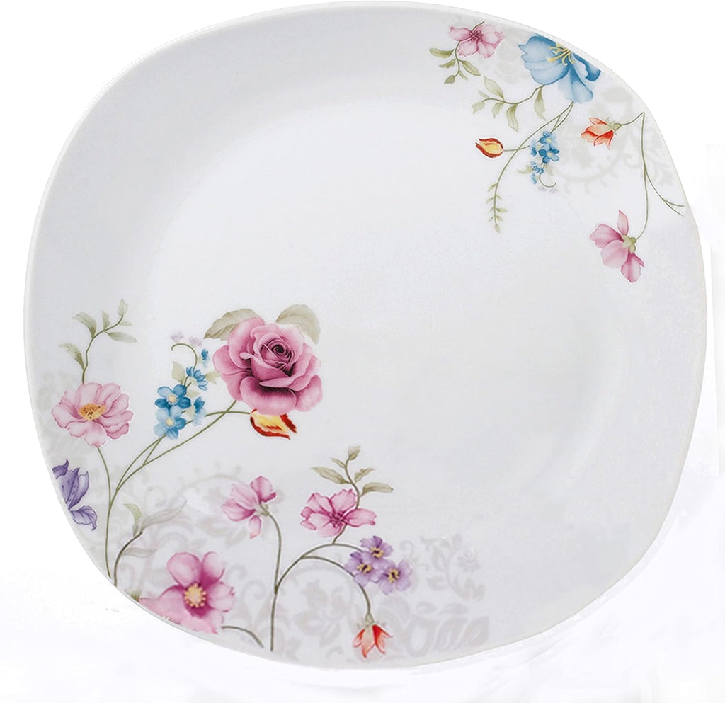Porcelain 20 Piece Square Dinnerware Set, White Y5659