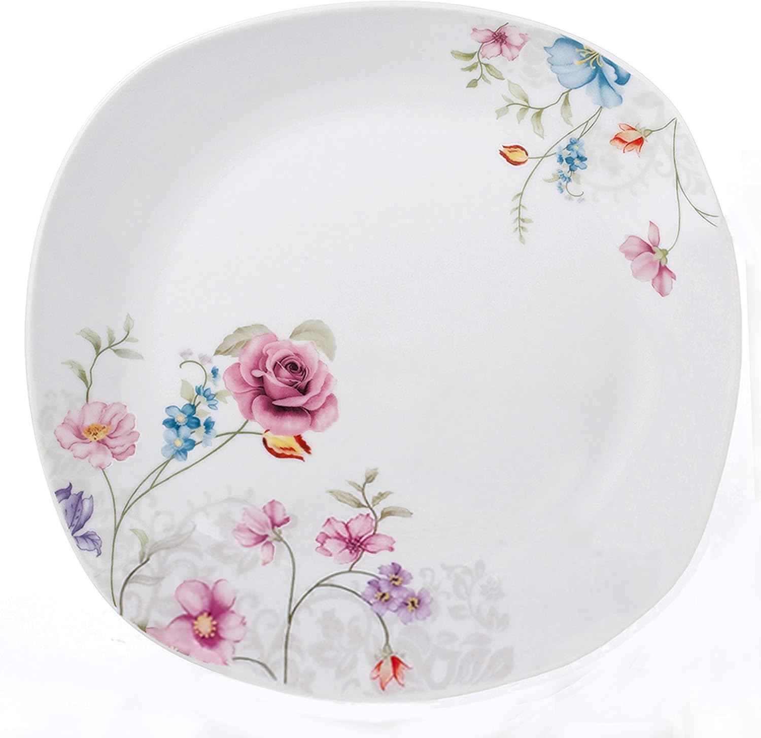 Porcelain 20 Piece Square Dinnerware Set, White Y5659