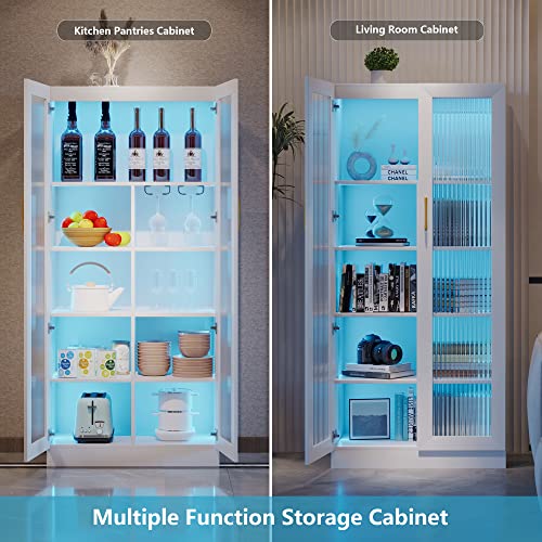 Black LED Storage Cabinet with Charging Station V643