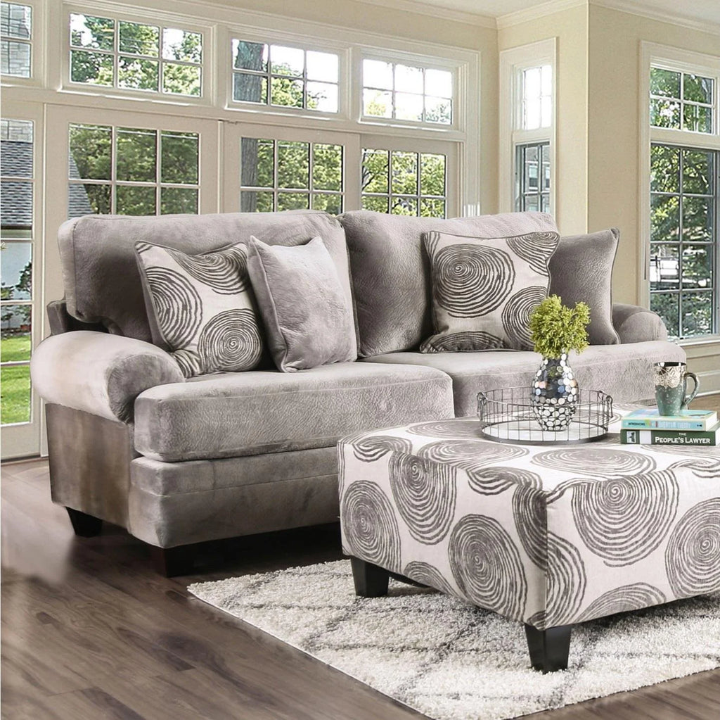 Gray Microfiber Sofa and Loveseat V667