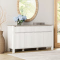 White Dresser with Fluted Doors and Solid Wood Legs R138173