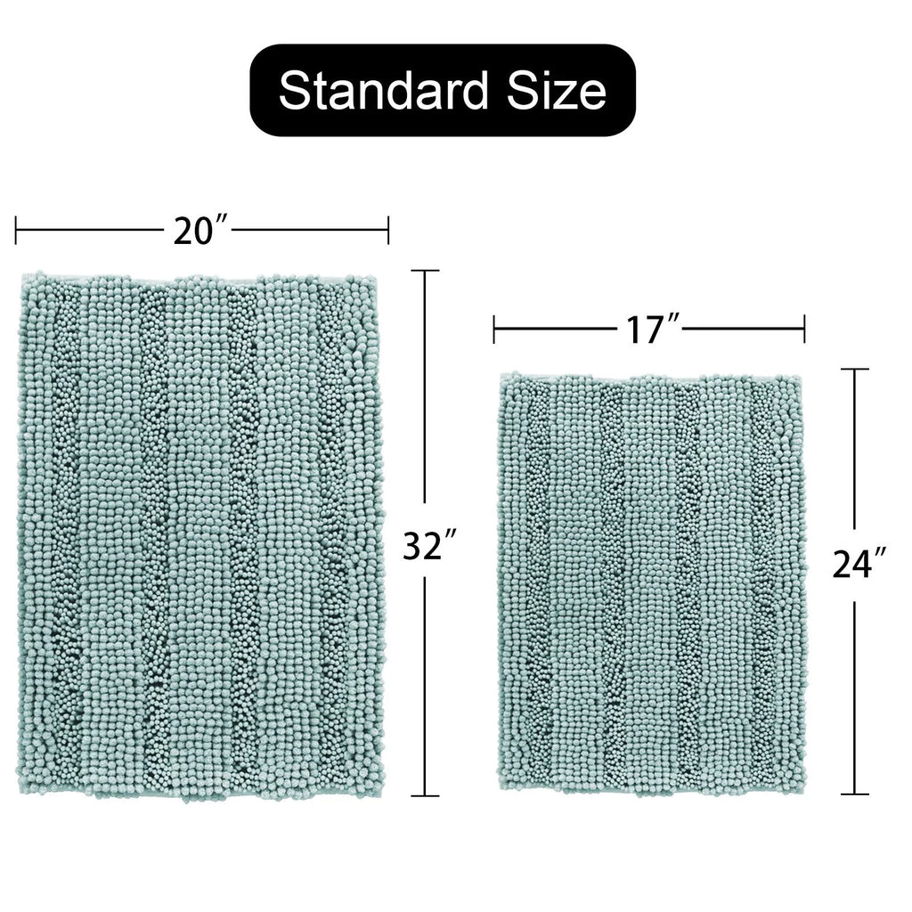 Chenille Bath Mat Set 2 Pieces Duckegg Blue 20" x 32" 17" x 24" A667