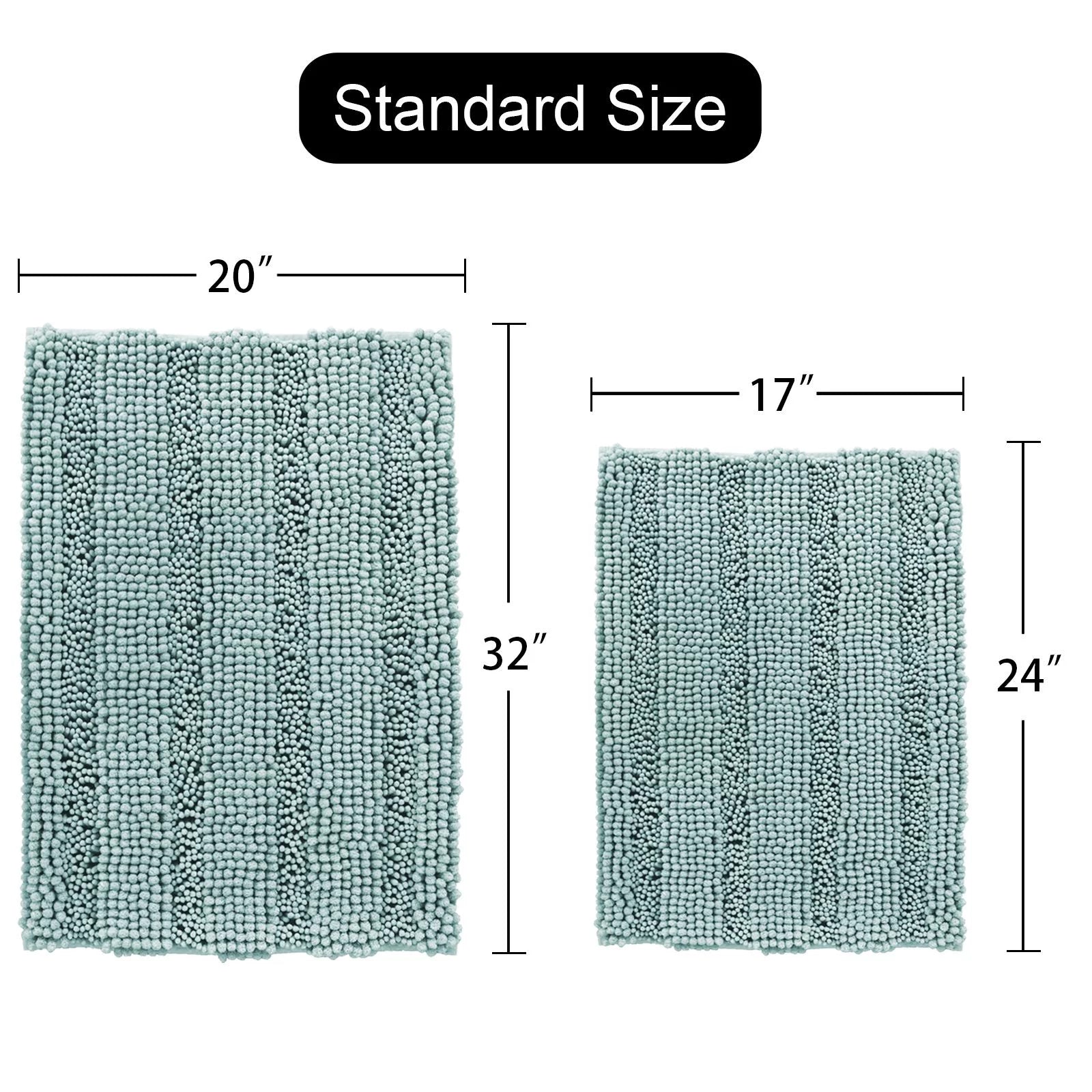 Chenille Bath Mat Set 2 Pieces Duckegg Blue 20" x 32" 17" x 24" A667