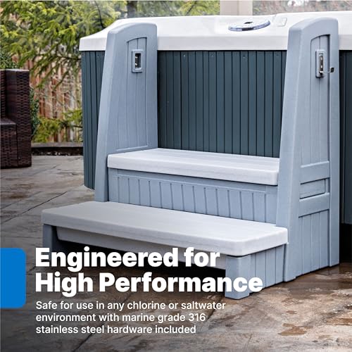 Gray 2-Step Storage Stool with Handrails P33066