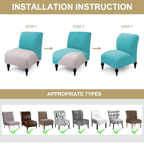 Armless Chair Slipcover 2Pcs Stretch Removable Washable H564359