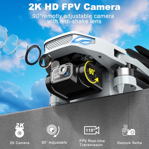 2K HD FPV Drone with Camera, Brushless Motor, Foldable W733