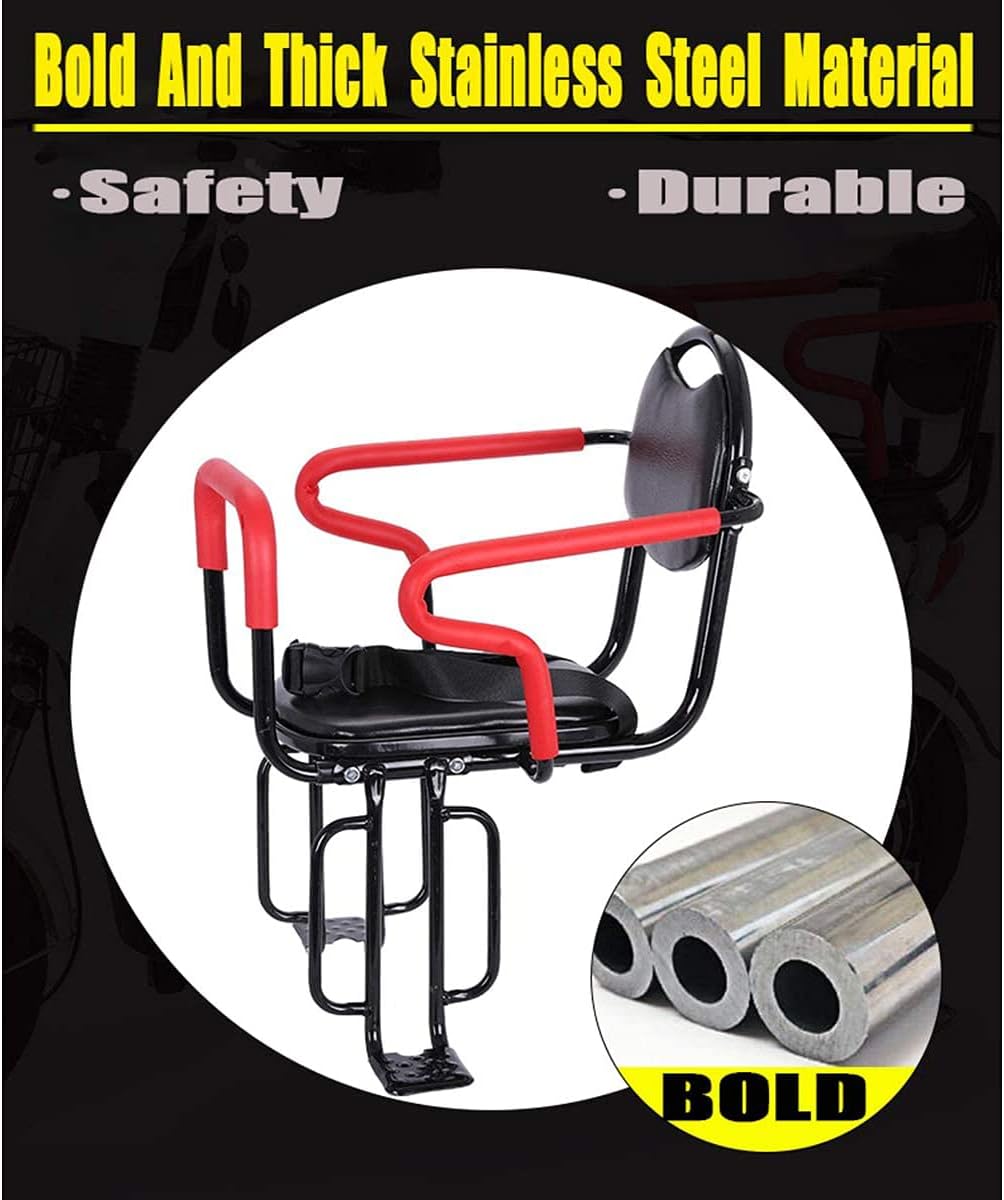Child Bike Seat Rear Mount with Backrest Foot Pedals Armrest Detachable Fence B4347