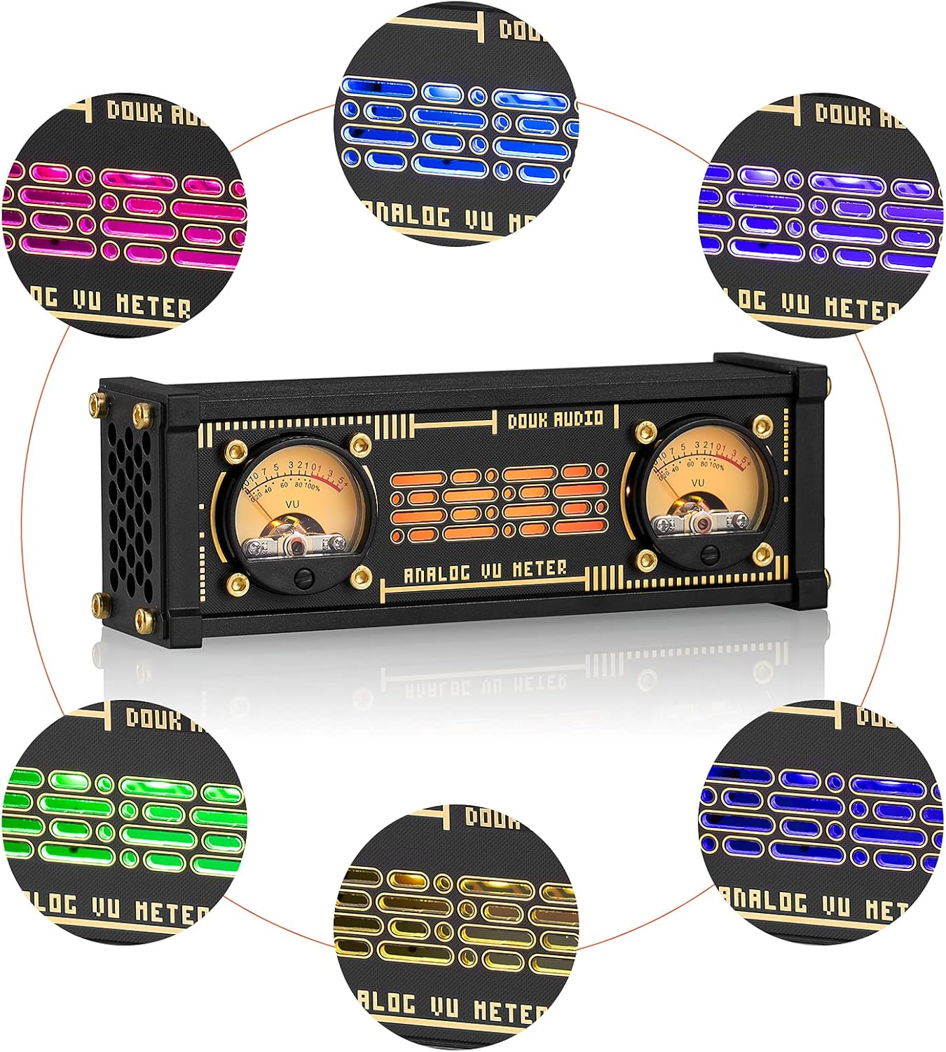 Dual Analog VU Meter RGB Sound Level Indicator E975