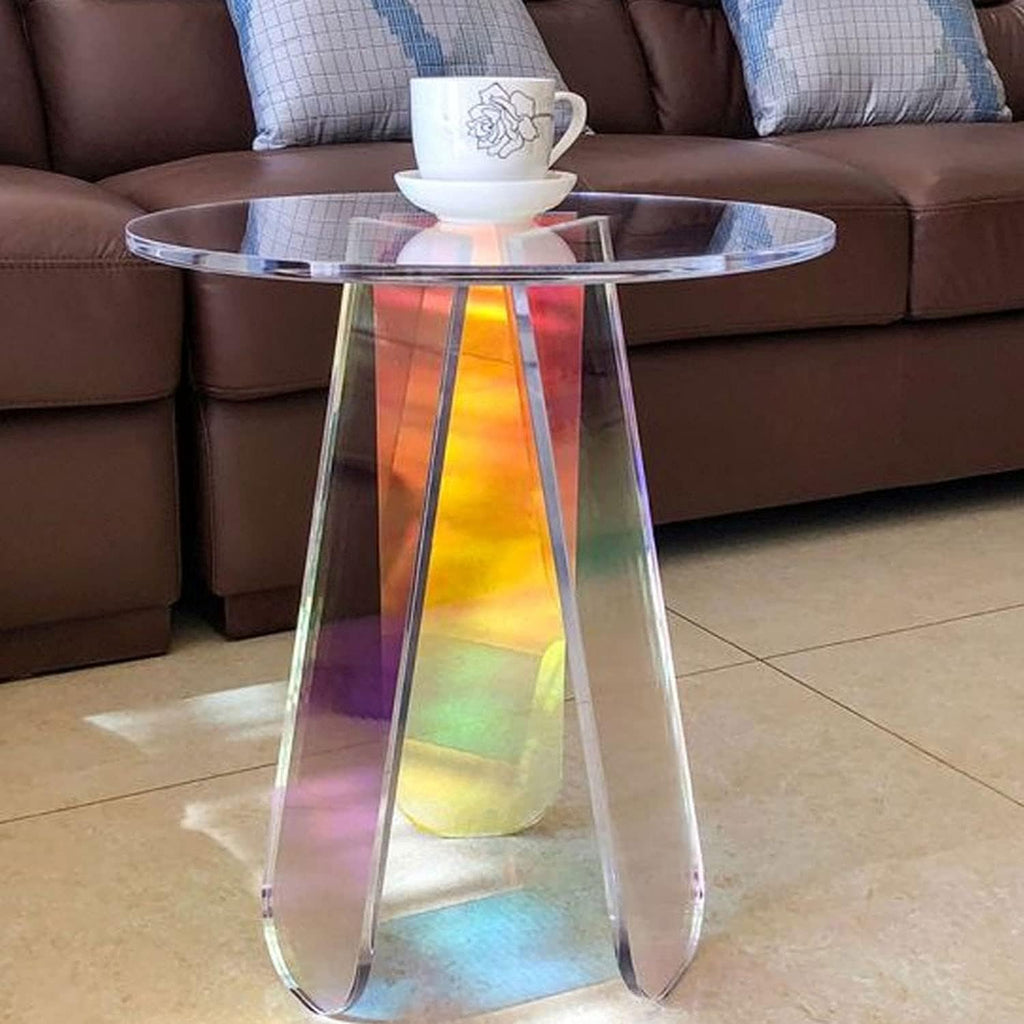 Clear Glass Round Acrylic Side Table, 18 inch P32789
