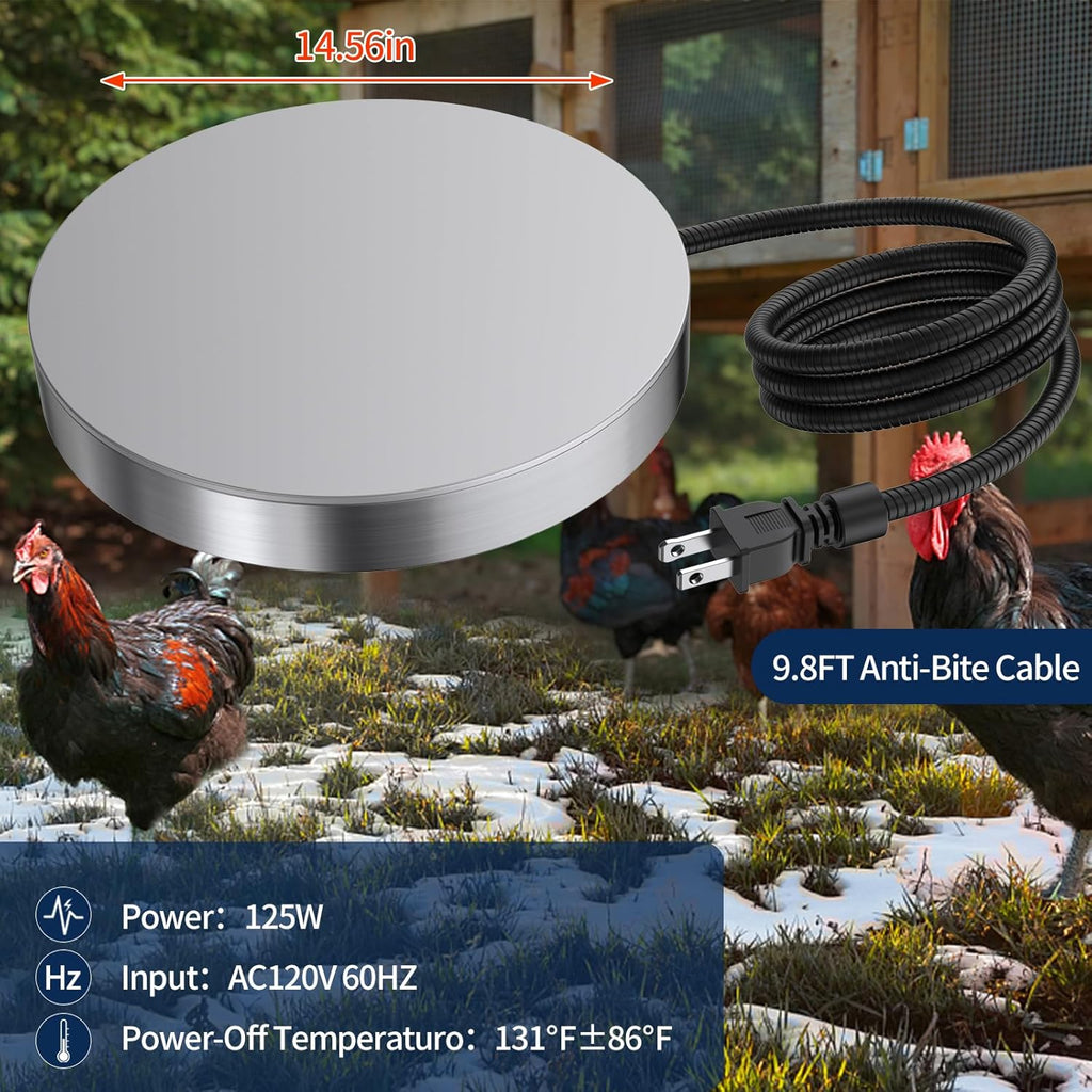 15 Inch 125W Heated Chicken Waterer Base with 10FT Cable G19431