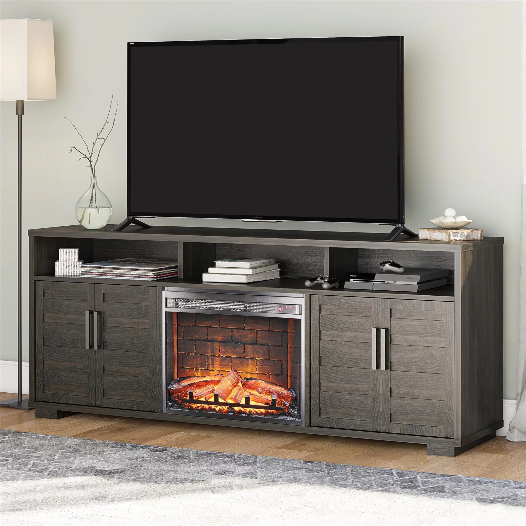 Espresso Electric Fireplace Console TV Stand R68859