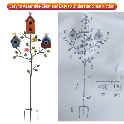 Metal Bird Houses for Outside with Pole X77533