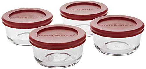 Red 6-Piece Glass Food Storage Containers with Lids U97736
