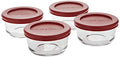 Red 6-Piece Glass Food Storage Containers with Lids U97736