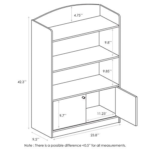 Pink 3-Tier Bookcase with Storage Cabinet S952666