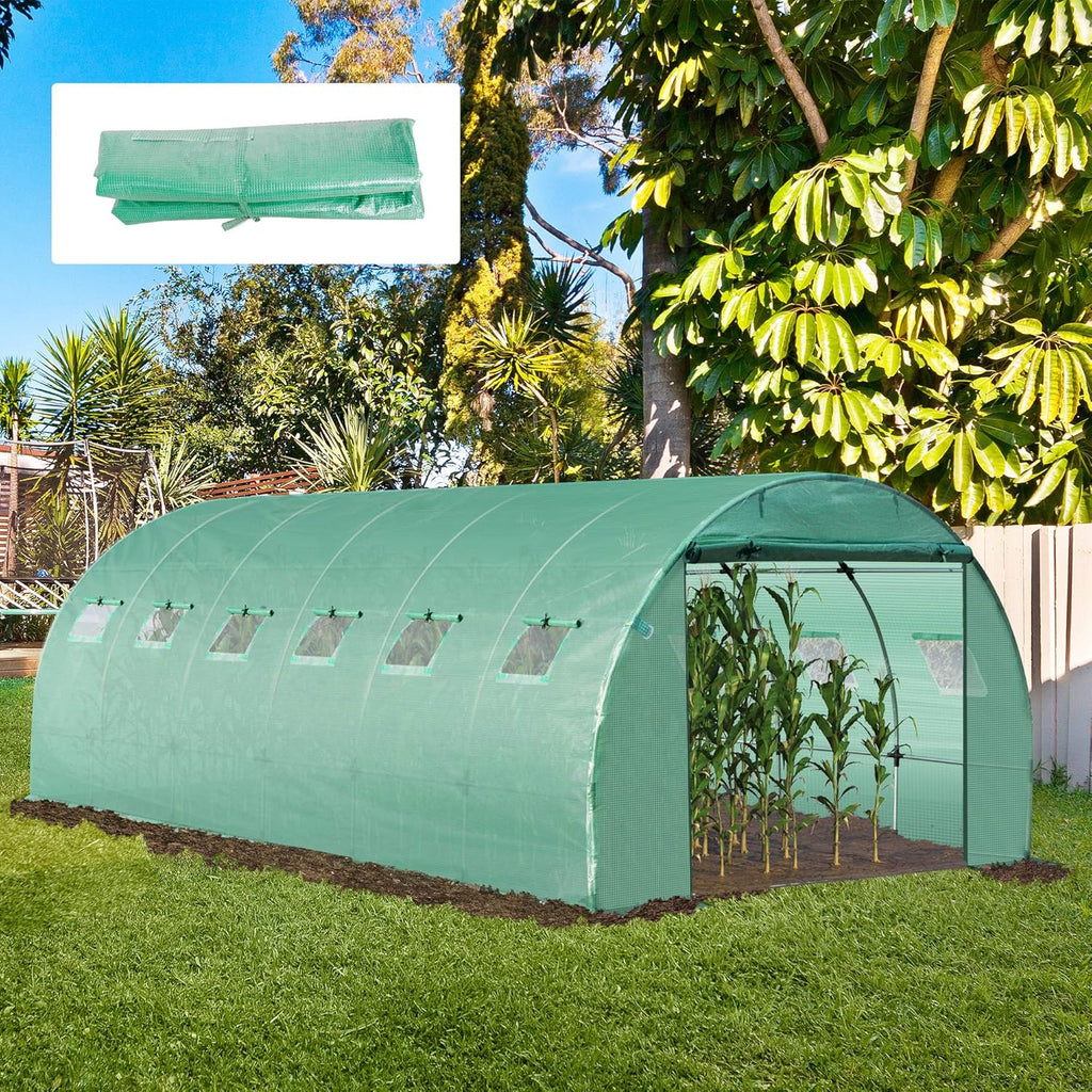 19.7' x 9.8' x 6.6' Plastic Greenhouse Cover Replacement, Green E353939