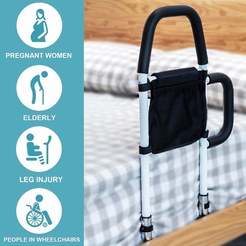 Heavy Duty 330lbs Bed Rails with Dual Padded Grab Bars & Storage Pocket P321840