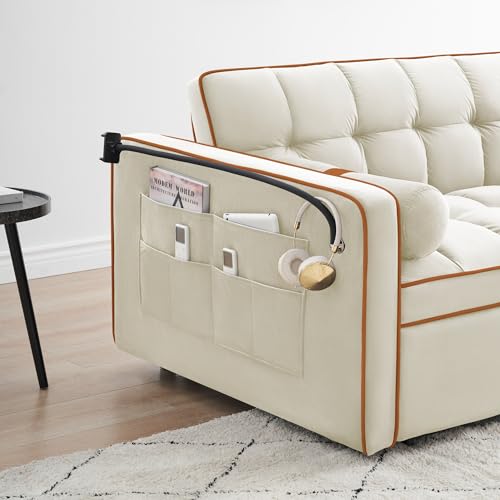 Beige Velvet Sleeper Sofa X844929