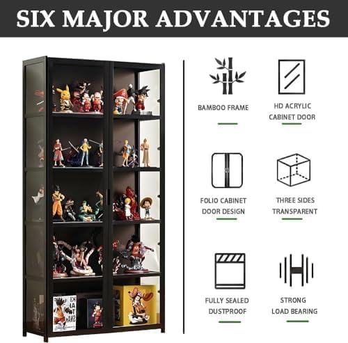5-Tier Curio Display Cabinet with Acrylic Glass Door S794956