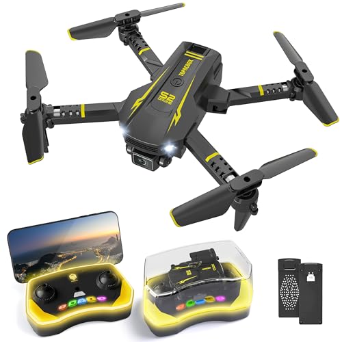 Black Mini Drone with Camera, Remote Control Quadcopter with 1080P HD Live Video Camera, 2 Batteries D650