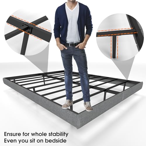 Full Floating Bed Frame Full Size with LED Lights Metal Slats X751466