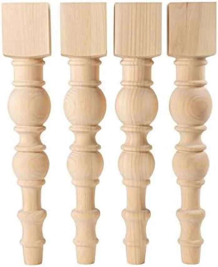 Set Of 4 Unfinished Turned Dining Table Legs T433