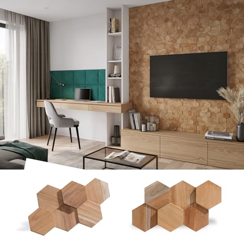 Natural 3D Hexagonal Wall Panels - 25-Pack W466740