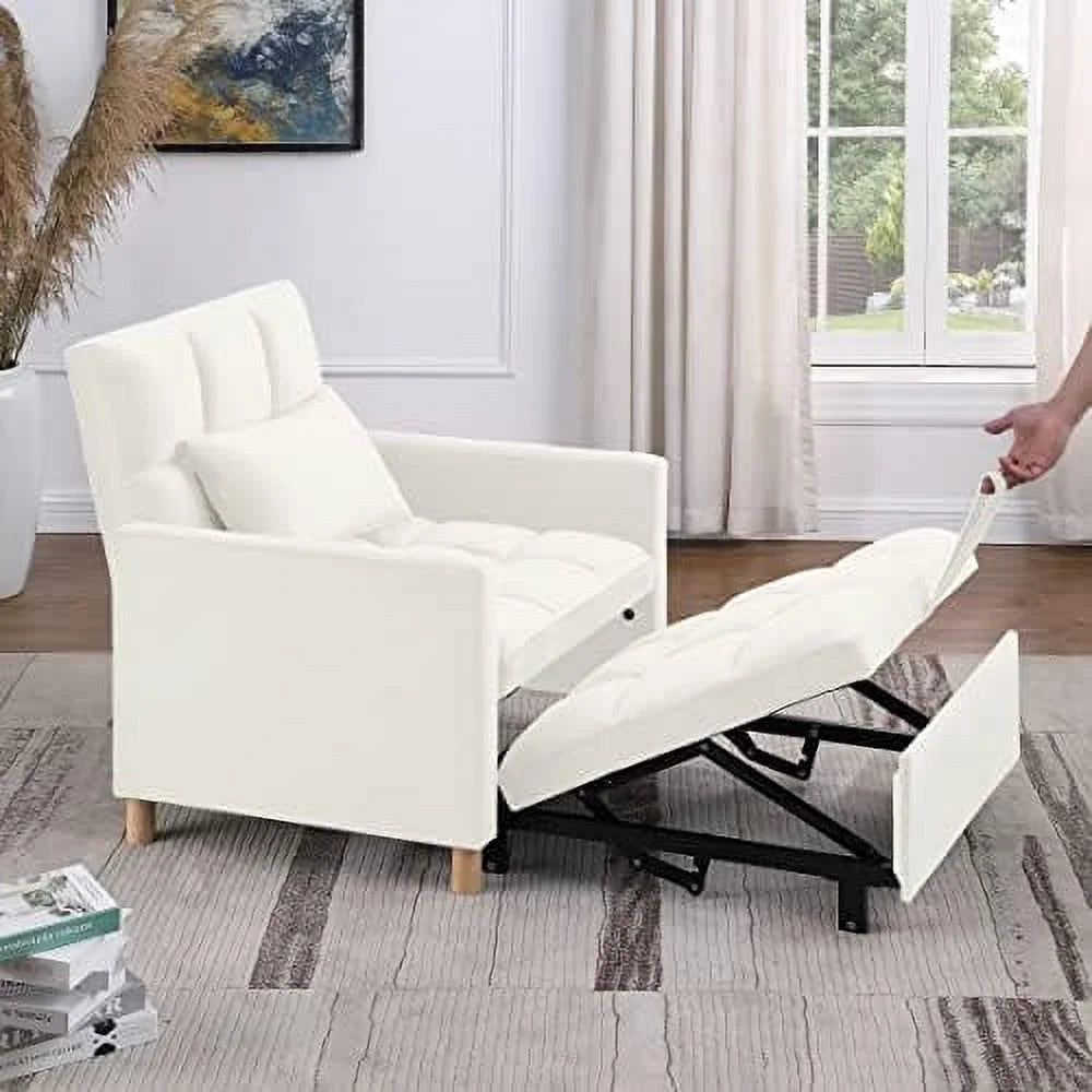 Convertible Chair Sleeper Velvet Adjustable Single Sofa Bed with Lumbar Z1939