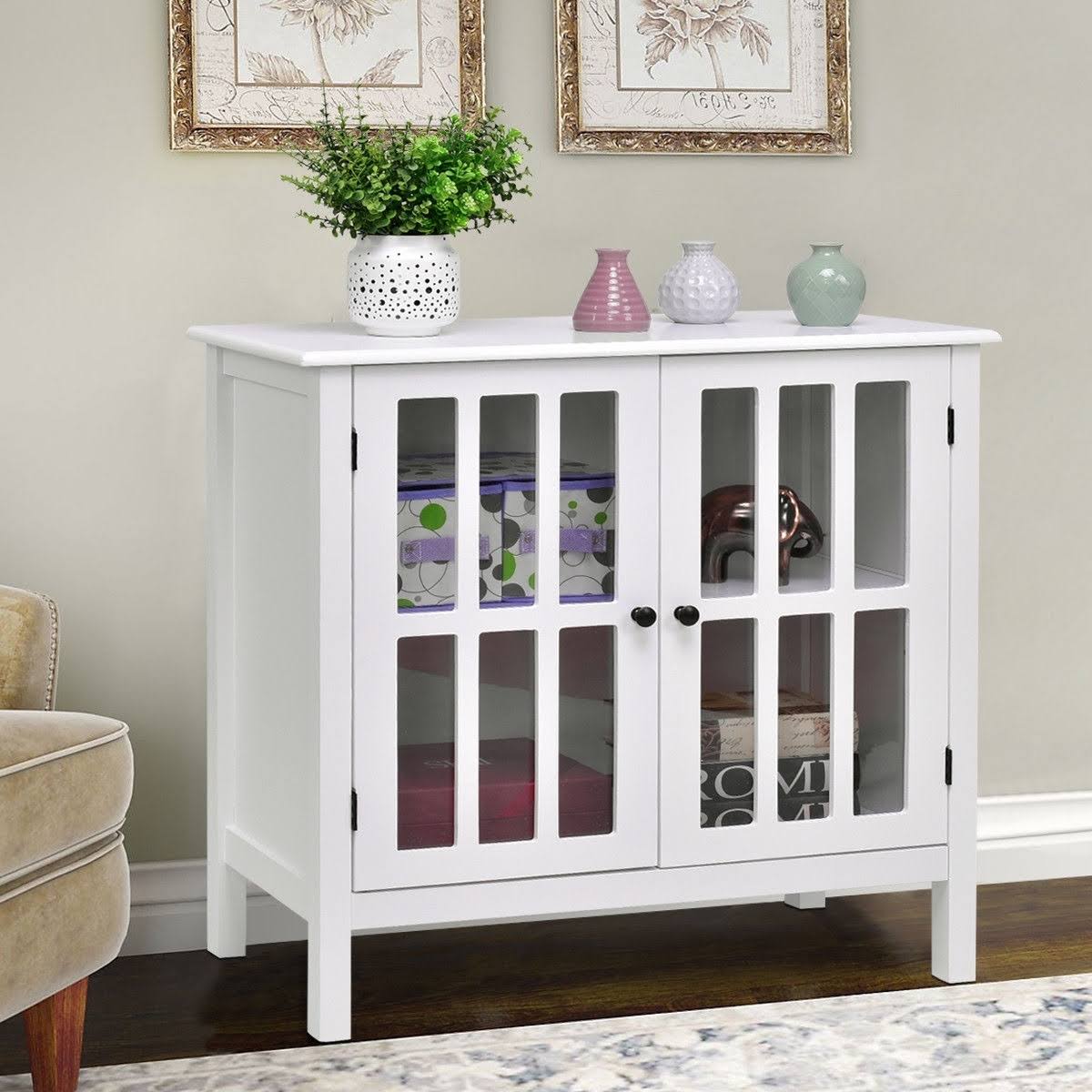 Glass Door Sideboard Console Storage Cabinet E671527