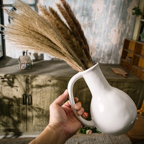White Ceramic Vase with Double Handle F24709