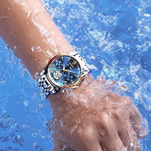 Self Winding Automatic Mechanical Tourbillon Stainless Steel Waterproof Luminous Dress Wrist Watches T379173