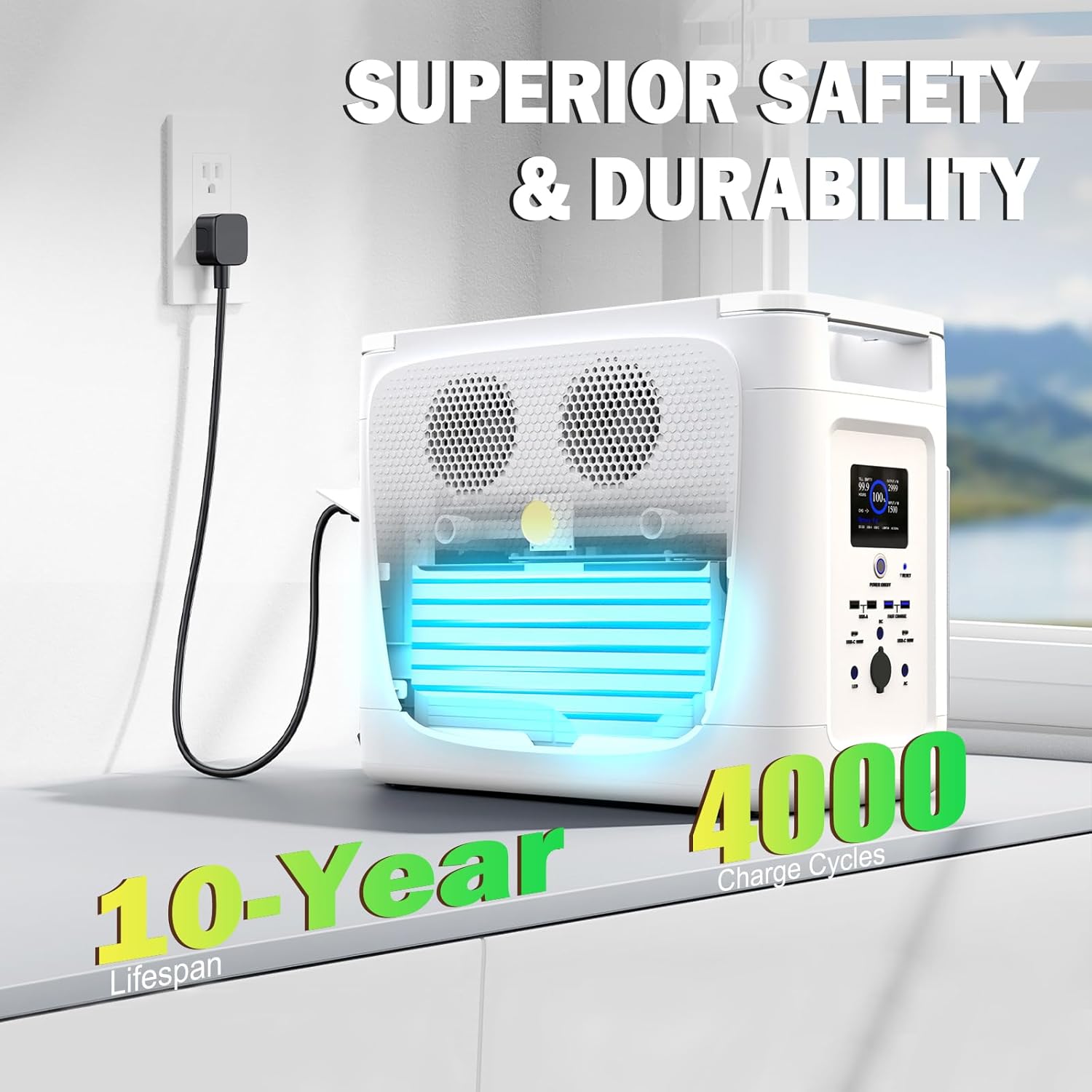 2048Wh LFP Battery Backup with 2000W AC Outlets Solar Powered Generator N8651