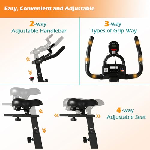 Black Magnetic Resistance Adjustable Stationary Bike with LCD Screen X5873