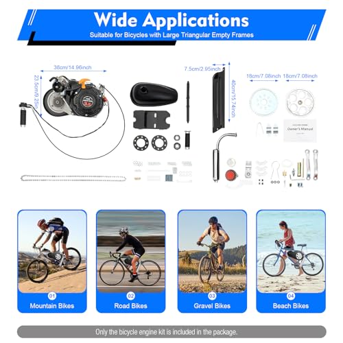 100cc 4-Stroke Single Cylinder Gas Motorized Bicycle Engine Kit (Chain) Z4545