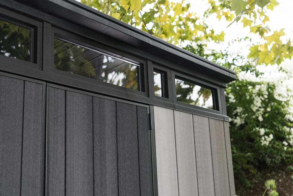 Grey & Black Resin Outdoor Storage Shed C498913