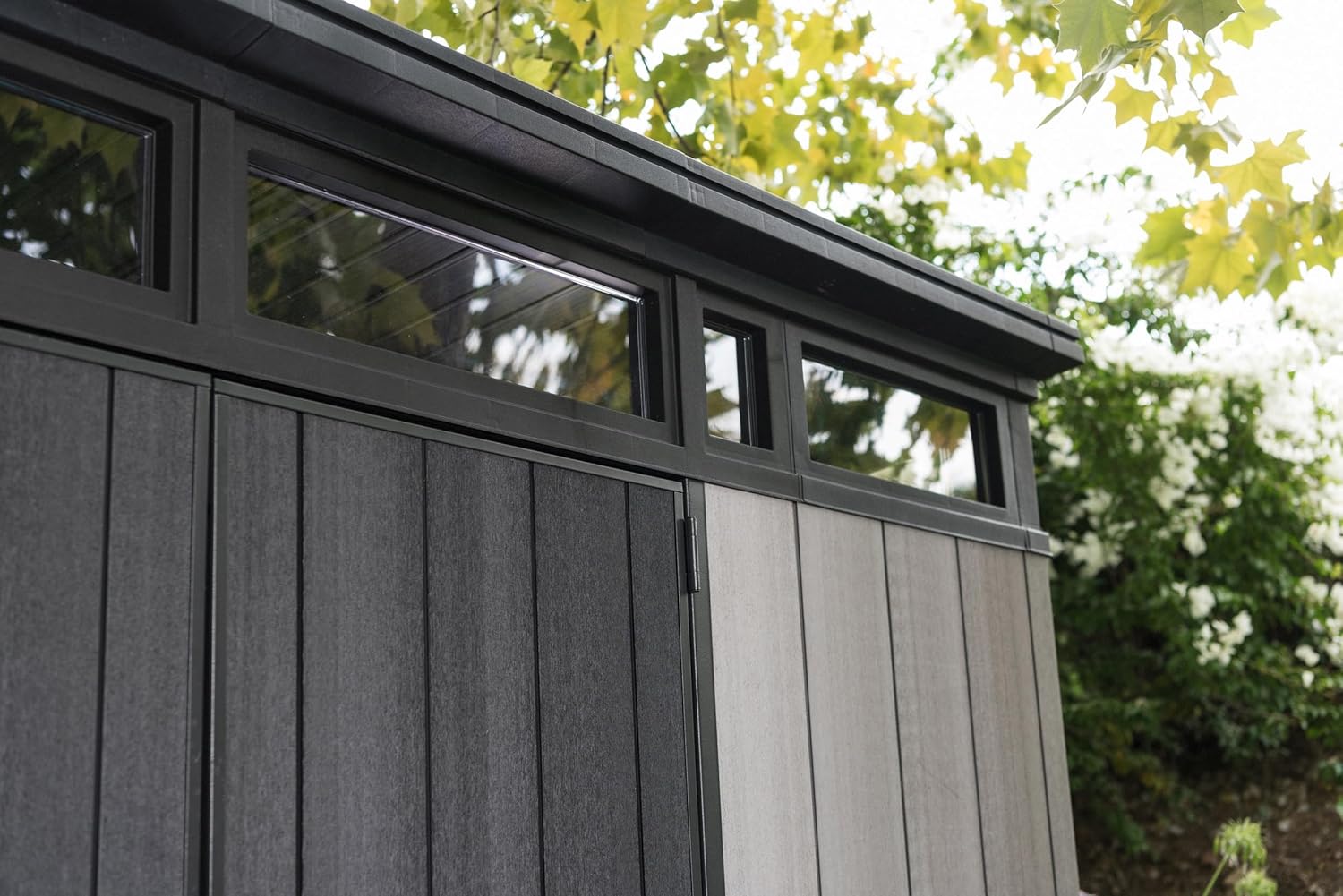 Grey & Black Resin Outdoor Storage Shed C498913