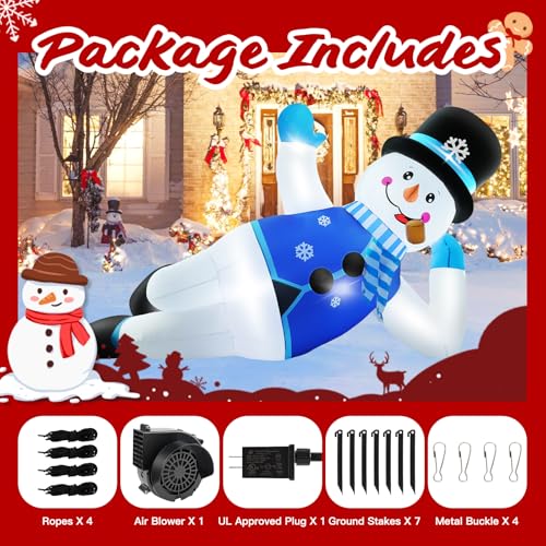 10FT Christmas Inflatables Snowman Outdoor Decorations with LED Lights J2926