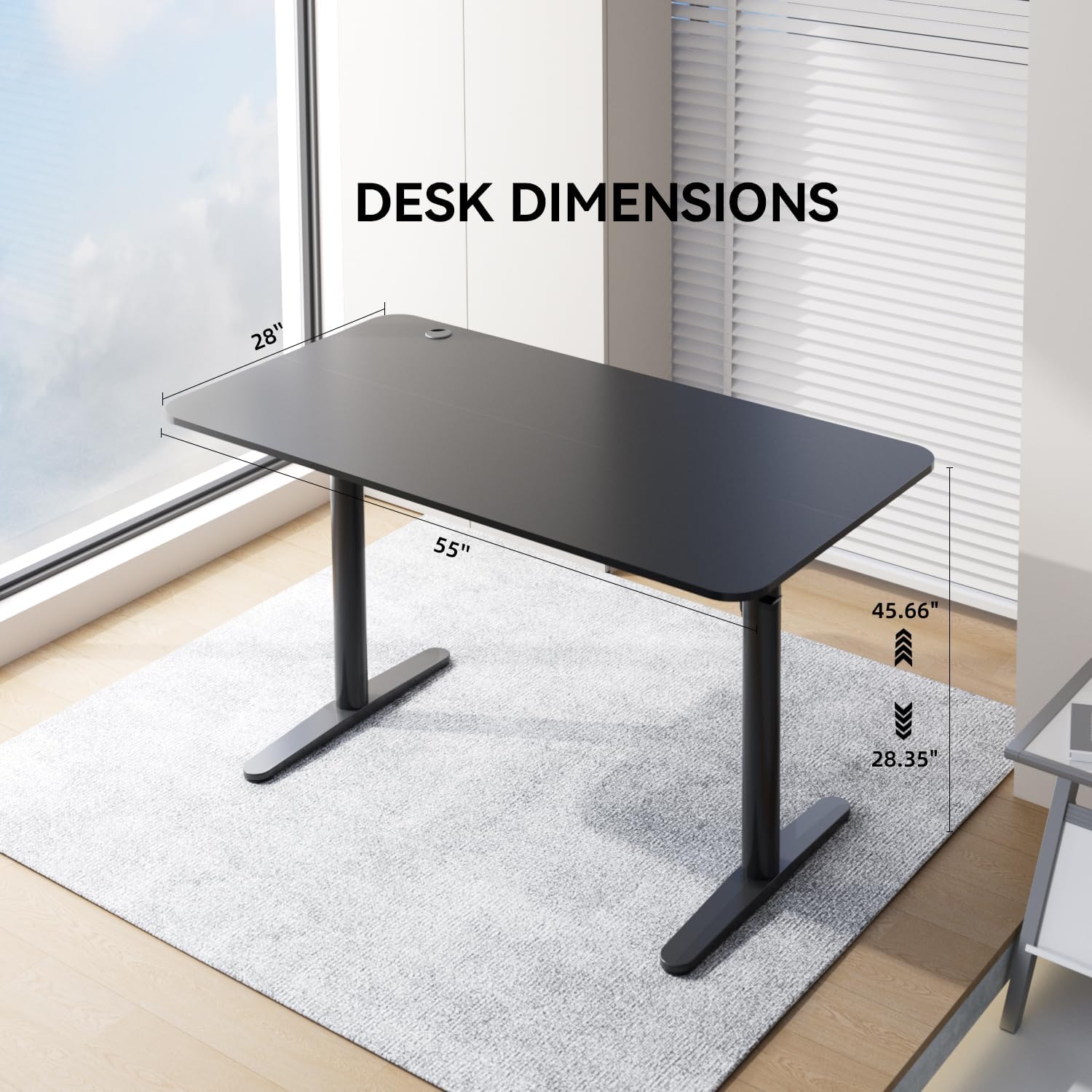 Adjustable Standing Desk (Black, 55 * 28 inch) Y965619