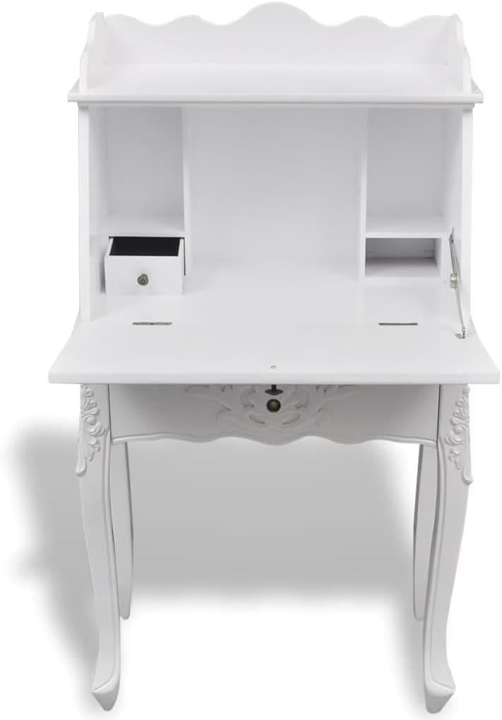 White Antique Secretary Desk R6762