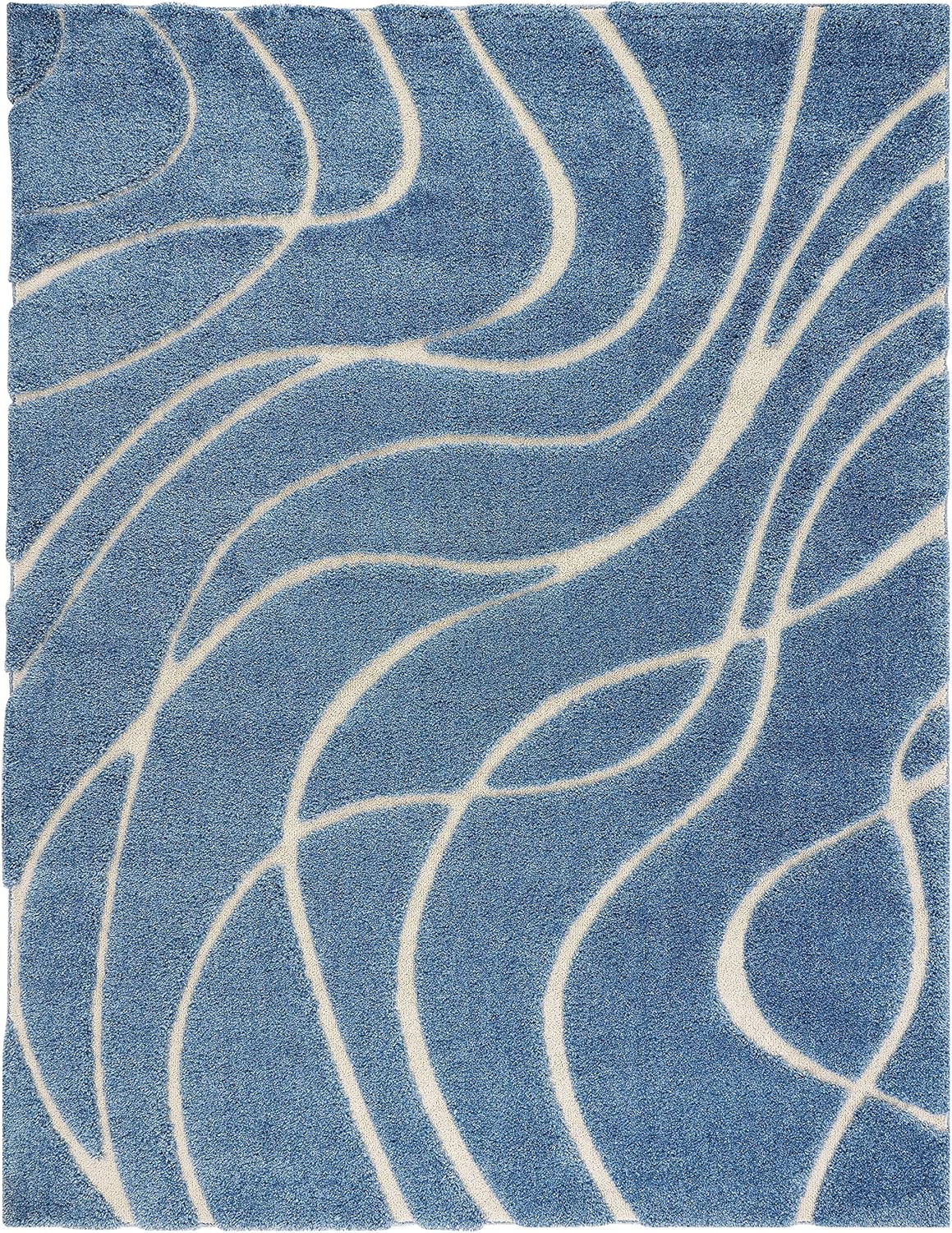 Light Blue & Cream 8'6" x 12' Area Rug Q99424