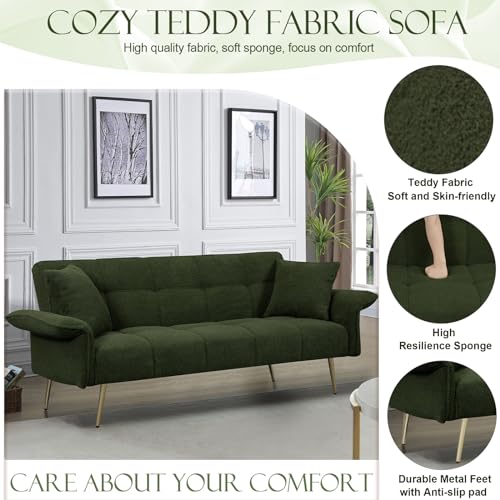 Beige Teddy Futon Sofa Bed with Memory Foam A270297