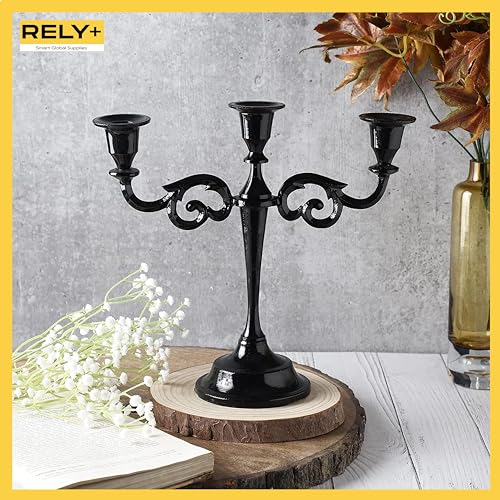 Glossy Black 10 inch Taper Candle Holders D180093