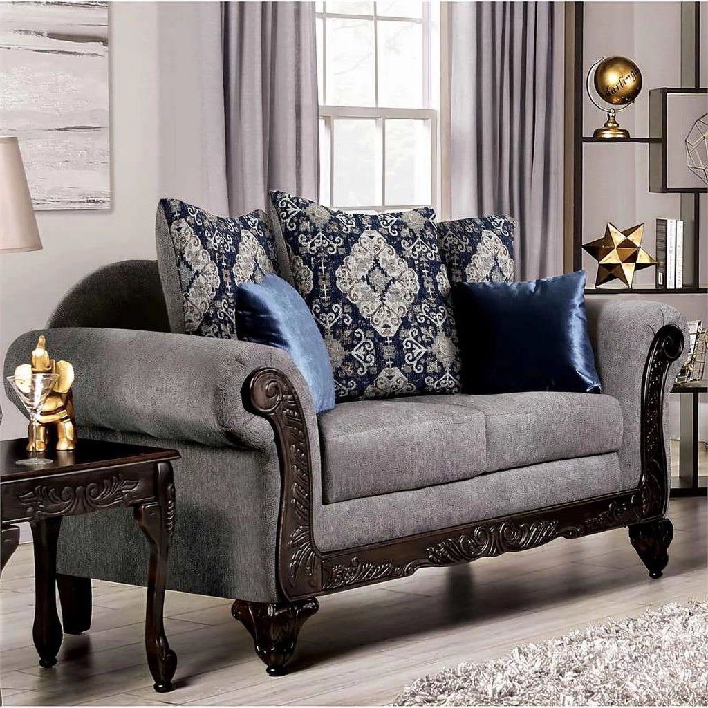Gray Chenille 2-Piece Sofa Set J760516