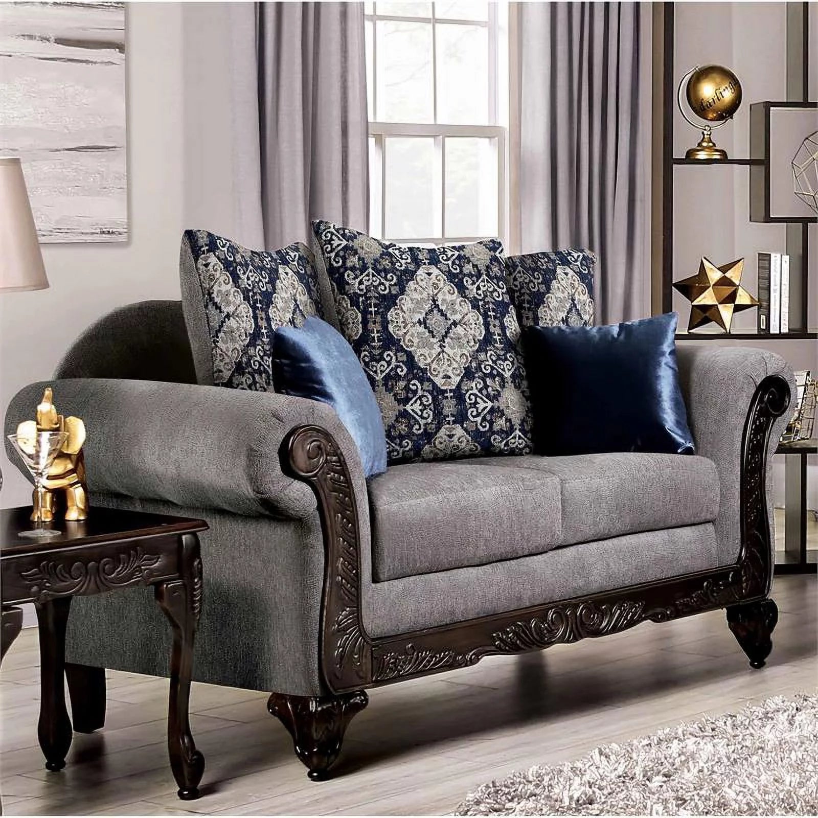 Gray Chenille 2-Piece Sofa Set J760516