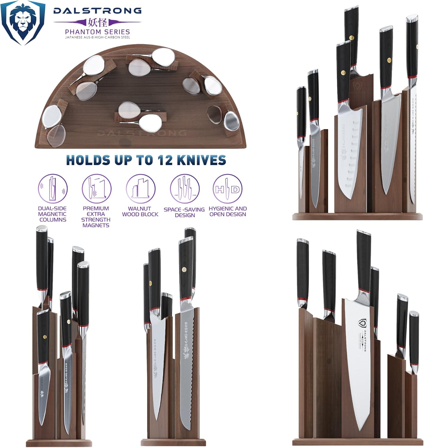 6-Piece Knife Block Set with Magnetic Knife Stand T4333